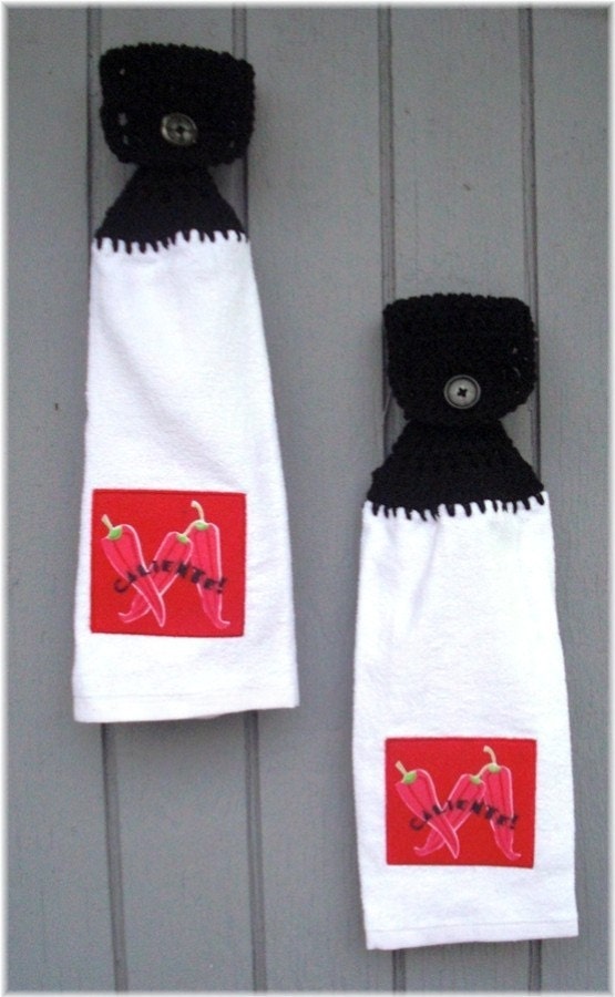 Hanging Kitchen Towel Caliente Hot Peppers Matching Set item no 104