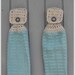 Hanging Kitchen Towel Sage Blue Green Tan Top Matching Pair