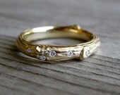 Scattered Diamond Twig Band, Recycled Gold, 3mm