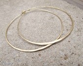 2 Inch Hoop Earrings Brass Hoops Hammered Metalwork Jewelry Handmade DanielleRoseBean Hammered Hoop Earrings DanielleRoseBean