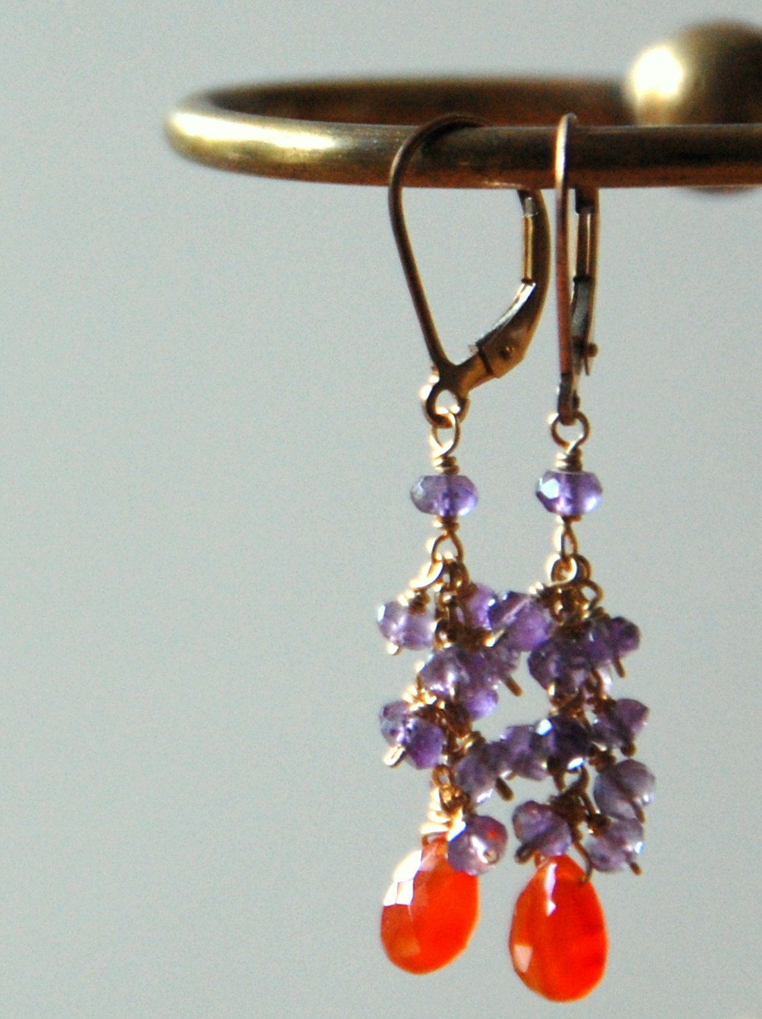 Amethyst & Carnelian Earrings - 14k Gold Filled