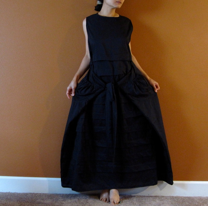 Custom black cotton Pleated flutter dress custom fit listing