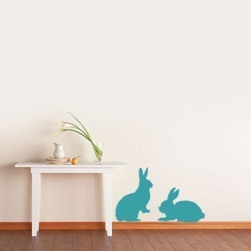 Bunny Decor Wall Decals cute rabbit wall stickers for kids rooms, playrooms, Pet decor, or Easter Holiday