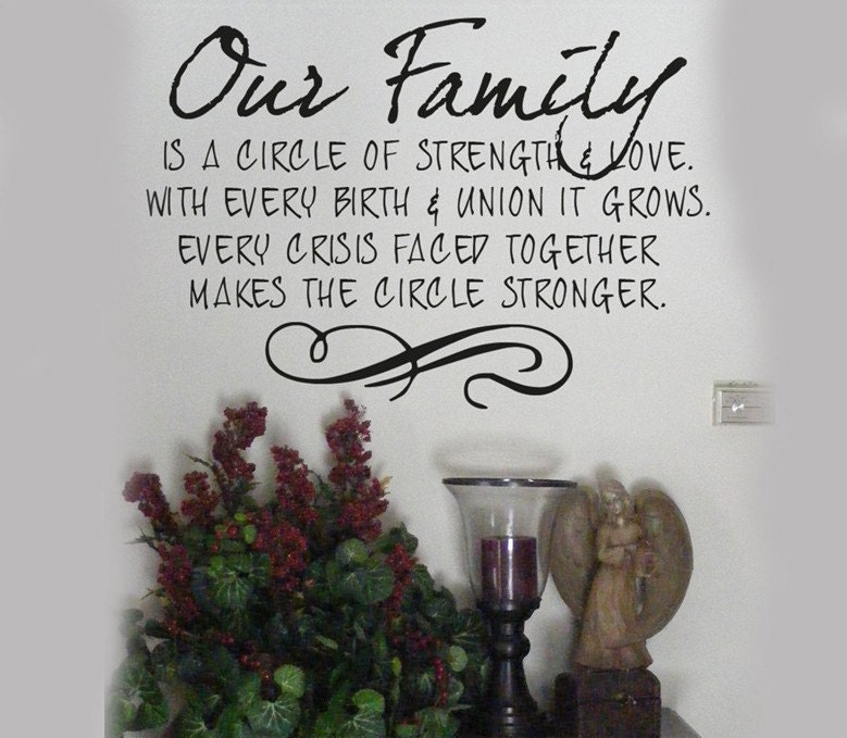 Our Family is a circle of strength and love decal quotes words , sayings