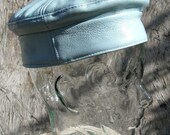 Leather Robins' Egg Blue Kufi Hat or Crown