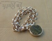 Ancient Roman coin Bracelet, sterling silver chain bracelet,  Authentic roman coin pendant set in silver