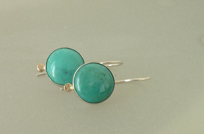 Turquoise earrings sterling silver gold and turquoise dangle earrings