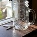 RESERVED for Lisa : Etched jar with chalk top 16 ounce (mug handle mason Jar) SHINE ON