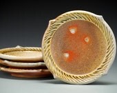 Carved Plate, earthy wood fired tones and hand carved pattern