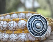 Price Reduced-Retro Yellow and White Stone Wrap Bracelet