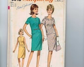 1960s Vintage Sewing Pattern Simplicity 6345 Petal Neck Suit Skirt Two Piece Dress Size 14 Bust 34 1965 60s
