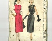 1950s Vintage Sewing Pattern McCalls 9878 Button Front Sheath Dress Jumper Size 16 Bust 34 1954 50s B34