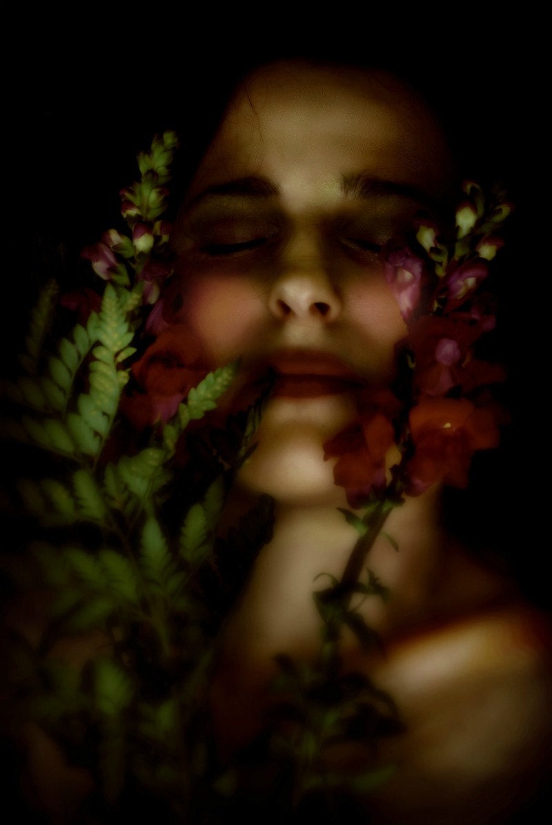 Vanishing Botanical, 8x10 inches Photographic Portrait of a Woman in Flora and Fauna, Merle Pace