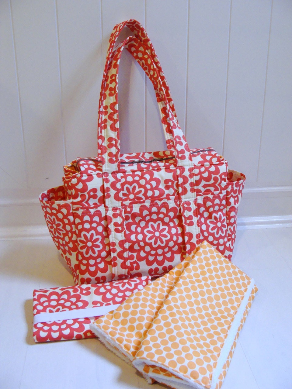Large Custom Diaper Bag Set for Twins --- Crafted from your choice of designer fabric