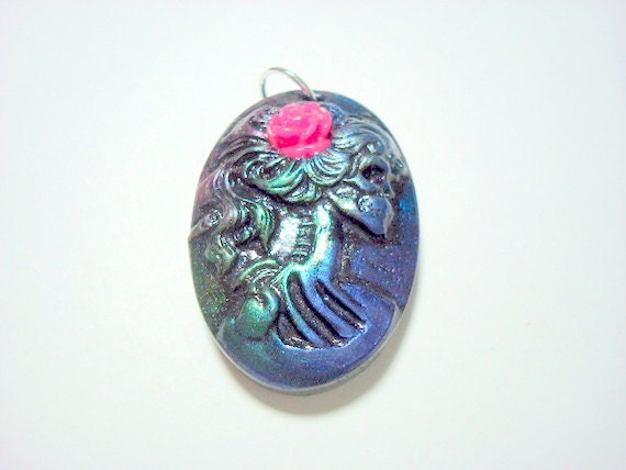 Black and Metallic Lolita Day of the Dead Pendant