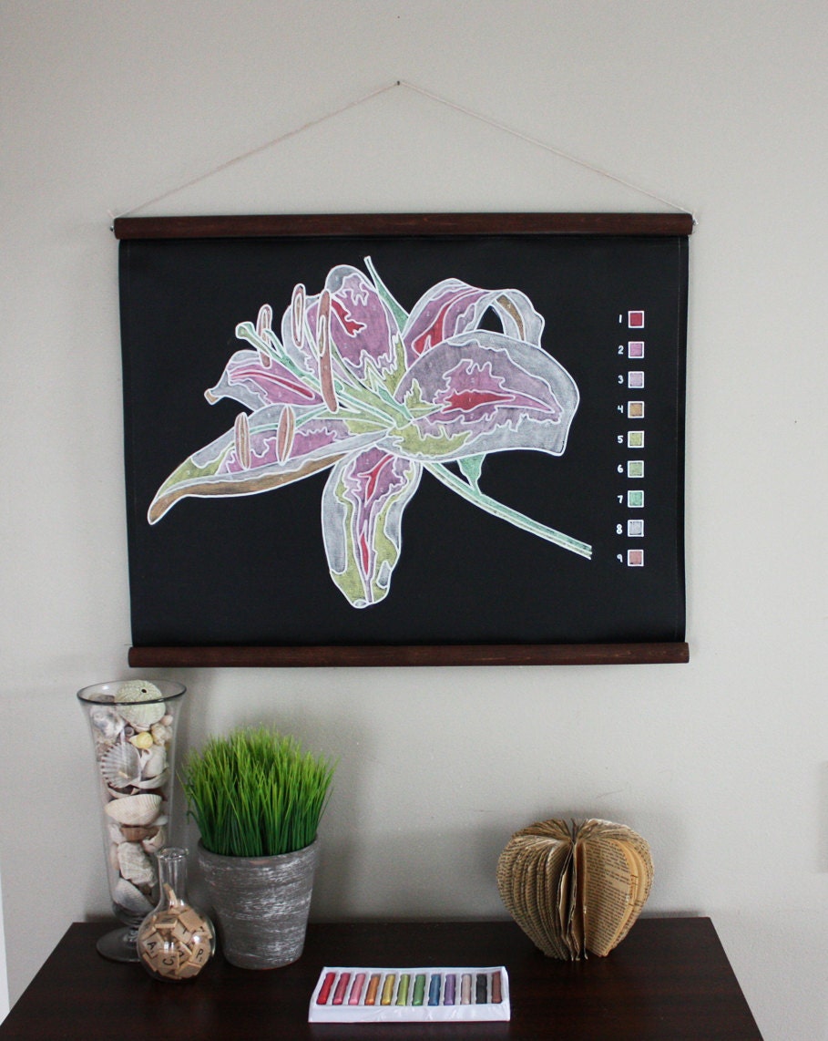 Chalk-By-Number Chalkboard Lily