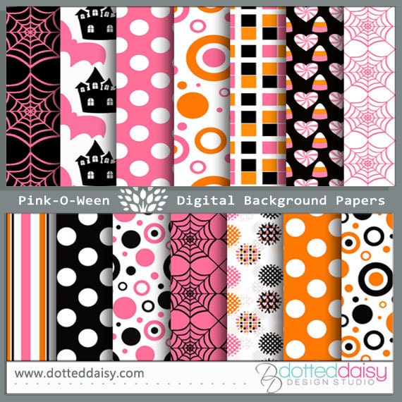 Instant Download--Pink-O-Ween Digital Papers