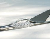 SWAROVSKI Wedding Cake Server And Knife Set Custom Hand Beaded Bling CHOOSE Your COLOR Crystal Beading