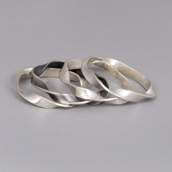 Silver Stacking Rings - Handmade Sterling Silver Jewelry - Waves