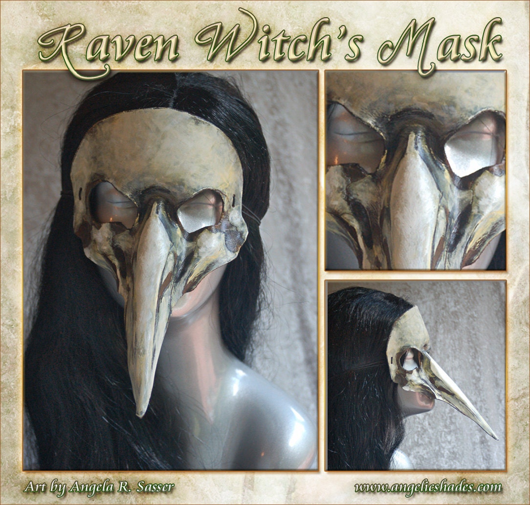 MADE TO ORDER Raven Witch's Mask - White Bird Skull Plague Doctor Style