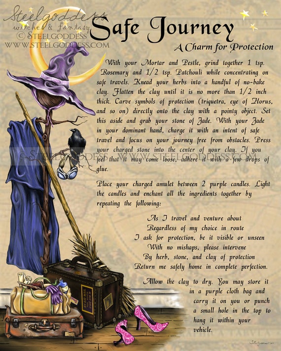 Safe Journey Book of Shadows spell page by steelgoddess on Etsy