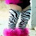 Spring Sale Wild Zebra Bunny Legs Girls Ruffled Tutu leg warmers - Perfect for crawling baby to girls 6X approx 12" long