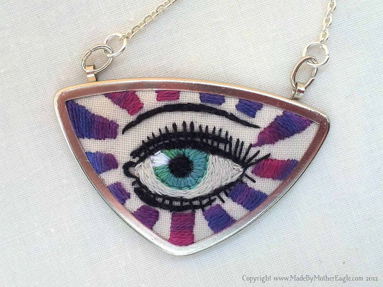 The All Seeing Eye Pendant, Miniature Hand-Embroidery. MADE TO ORDER