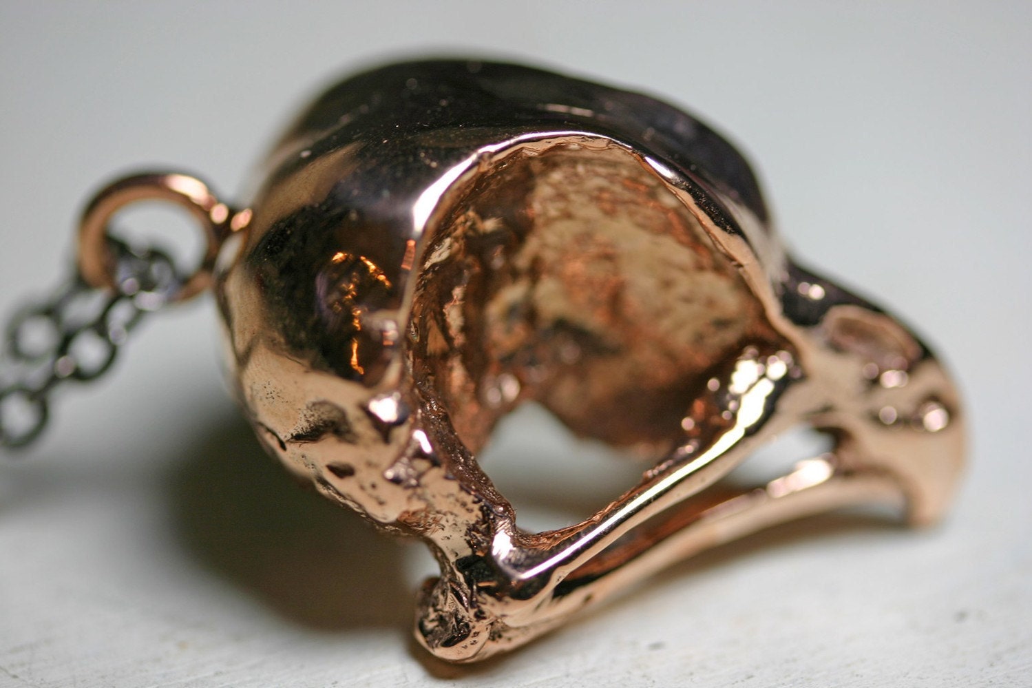 the underworld. part ii. baby owl skull necklace. rose gold version.