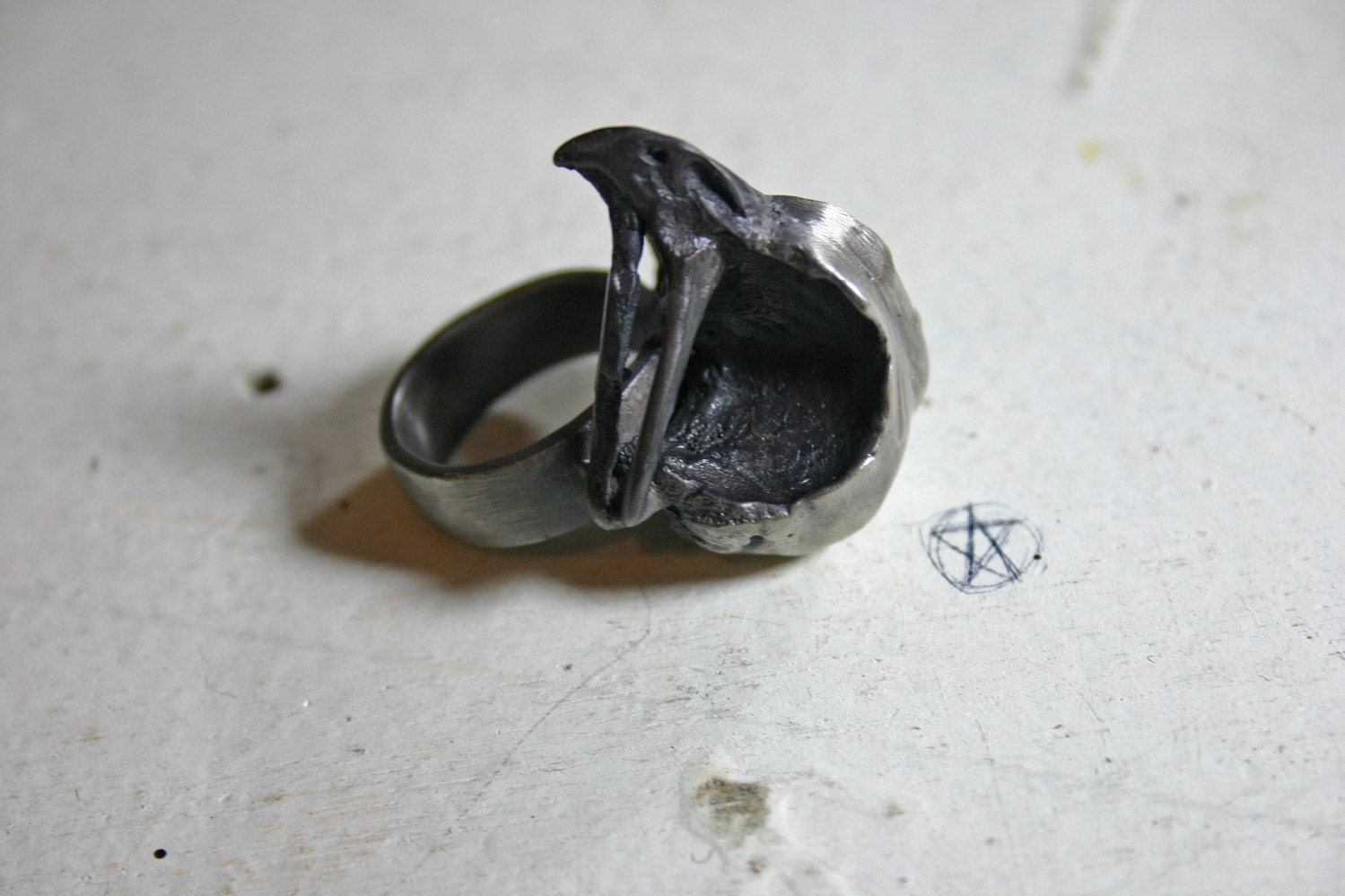 the underworld part ii. baby owl skull ring.