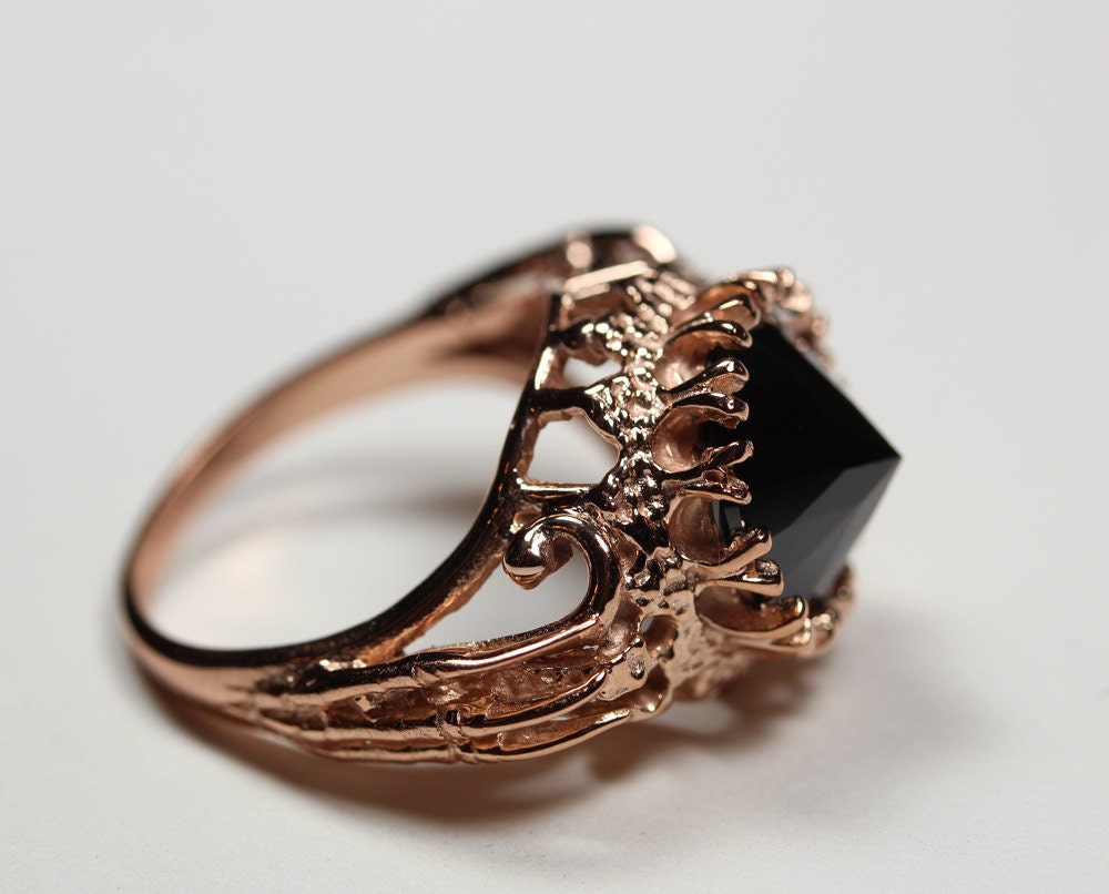 belonging to the darkness. rose gold vermeil & black cz
