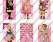 Breast Cancer Awareness Digital Collage Sheet Domino Art 1x2 inch Images (Sheet No.FS70) Instant Download