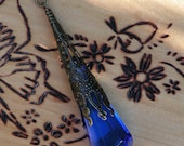 Kobold . Swarovski Crystal Magickal Prism Divination Pendulum Necklace . Bronze Filigree Pendant . 30 inch