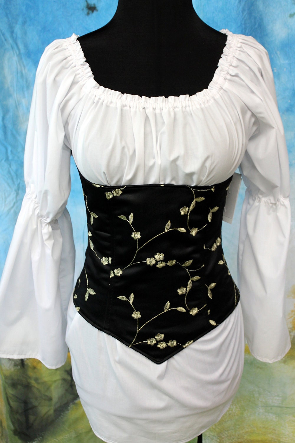 Stunning Renaissance Underbust Corset Black and Gold Pirate, Gypsy, Goth - Ready to Ship - 5 Sizes Available 23, 27, 33, 35, 39