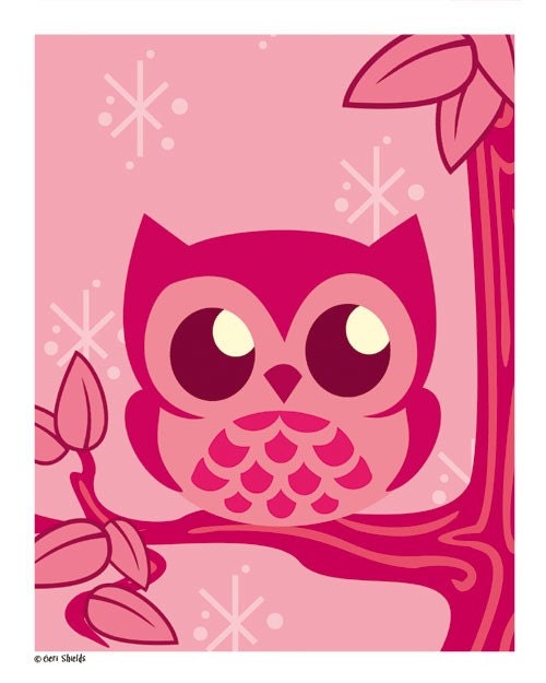 Cute Pink Owl 8x10 Print by Geri Shields