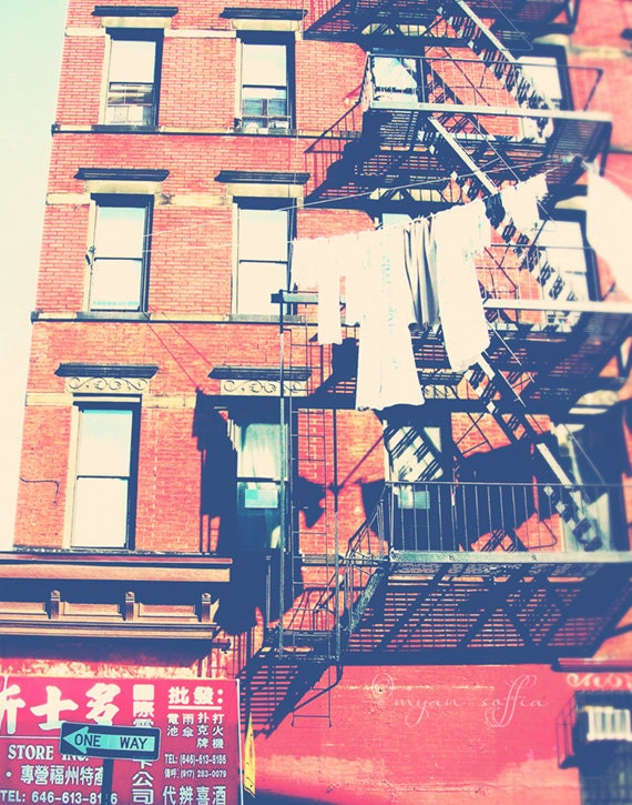 New York City photography, NYC Chinatown, chinese laundry, urban the Big Apple east coast travel brick building, asian vintage retro