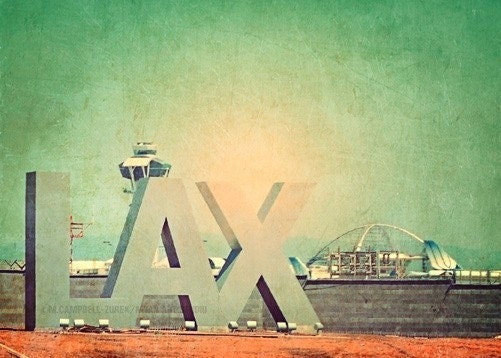 LAX photograph, Los Angeles photography, summer travel, California dreaming, airplanes, West Coast art, blue green dreamy urban decor