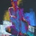 Pastel Life Figure Drawing on Black Paper of Seated Female Nude Original Fine Art