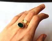 Gold Coated Silver Ring With Emerald Charm Stones (made with order)