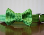 Dog Bow Tie Collar (Bowtie) - Green Houndstooth
