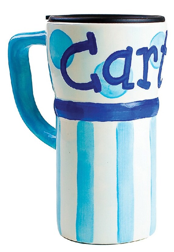 Personalized Travel Coffee Mug - Blue Dots Il_570xn