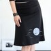 Office Fashion - Black knee length A-line skirt . Plus size jersey skirt - The sunset and the flying birds - size Extra Large