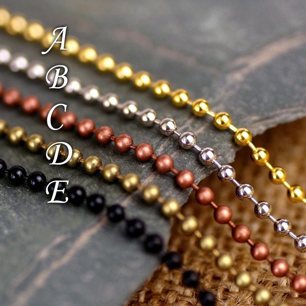 Ball Chain Necklace 2.4mm Bead Chain with Clasps -  Gold Silver Copper Bronze Black 24inch CN218-24(2pcs)