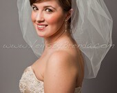 Illusion Tulle Bubble Bridal Veil 25" Layer - White, Diamond White, Ivory, Champagne, Black, More Colors, Matte, Sparkle