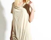 Romanic Nautral Cowl Tunic - Shrug Blouse Top Pale Large