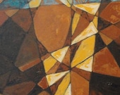 Geometric Abstract Art: 12 x 24 inch Original Acrylic Textured Painting on Canvas by Robin Pocisk