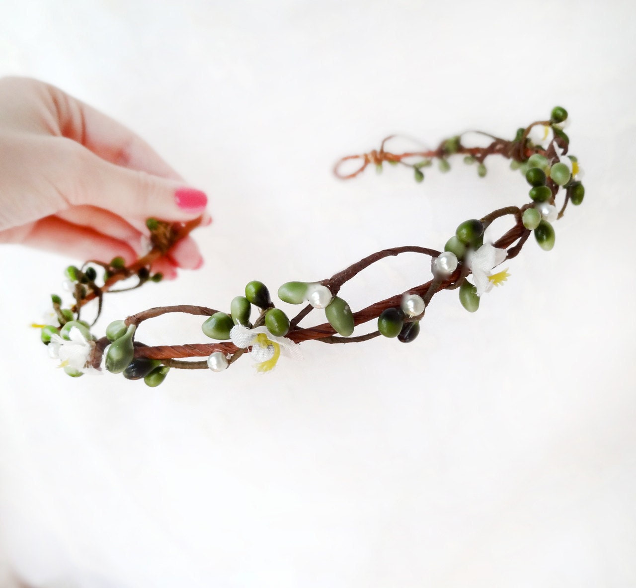 baby size hair circlet, flower wreath, infant hair accessories, green wedding - PIPPA - baby head wreath, photo prop