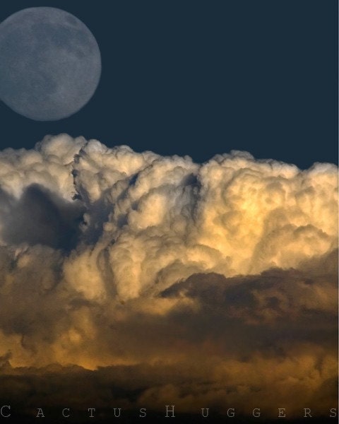 Thunderstorm, Moon, Stormy Sky, Photo Art, Sky Art, Monsoon, Sunset, 8x10