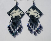 Very Stunning Pegasus Hand Woven Seed Beaded Fringed Dangle Earrings
