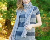Genevieve Scarf- super long chunky hand knit scarf in Grey