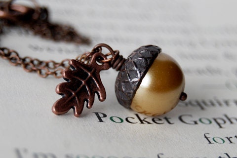 Honey and Copper Acorn Necklace